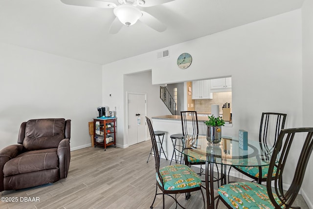 42 N Ocean Palm Villa, Flagler Beach, FL 32136 - dining space featuring ceiling fan and light hardwood / wood-style flooring