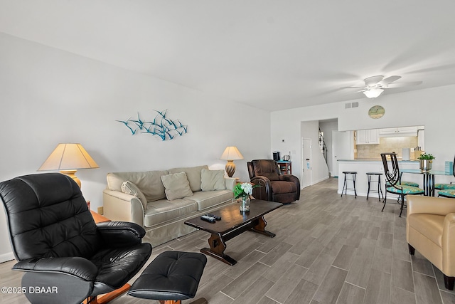 42 N Ocean Palm Villa, Flagler Beach, FL 32136 - living room with ceiling fan and light wood-type flooring
