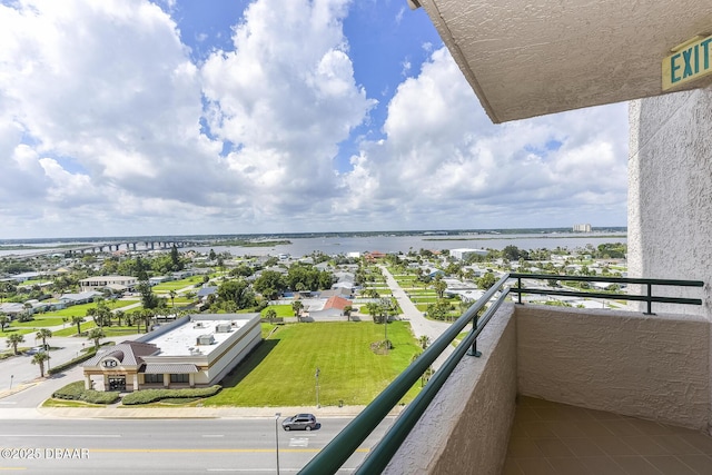 balcony with a water view