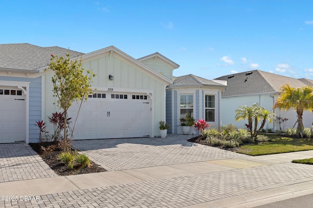 single story home with a garage