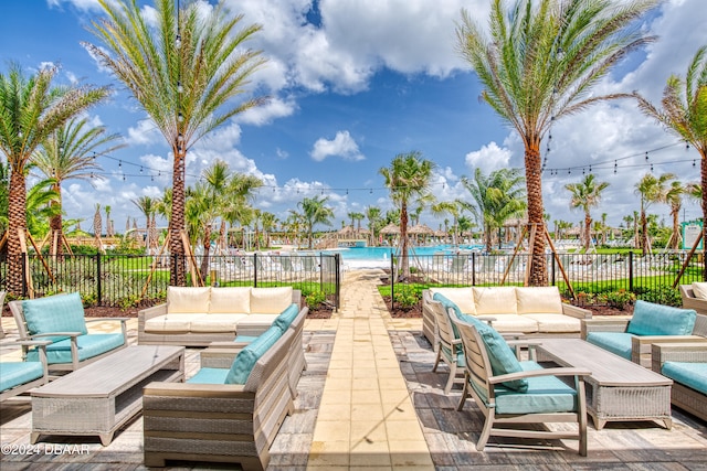 view of patio featuring an outdoor living space