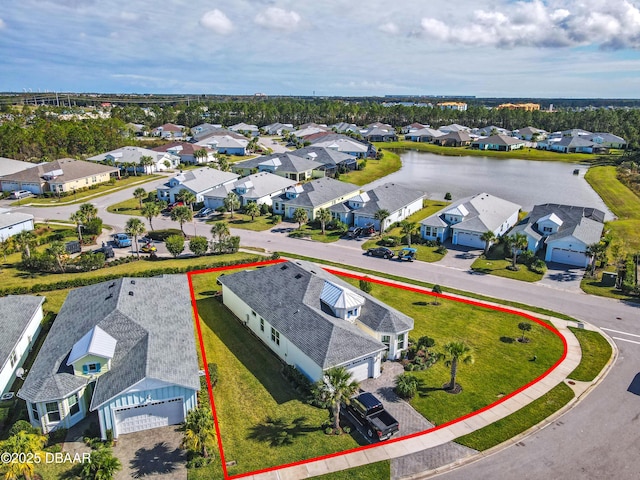 drone / aerial view with a residential view