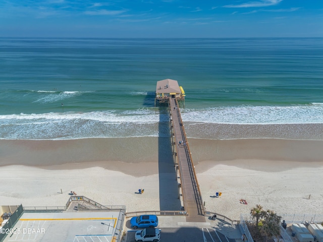 property view of water featuring a beach view