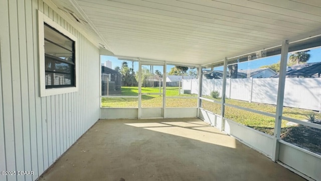 view of unfurnished sunroom