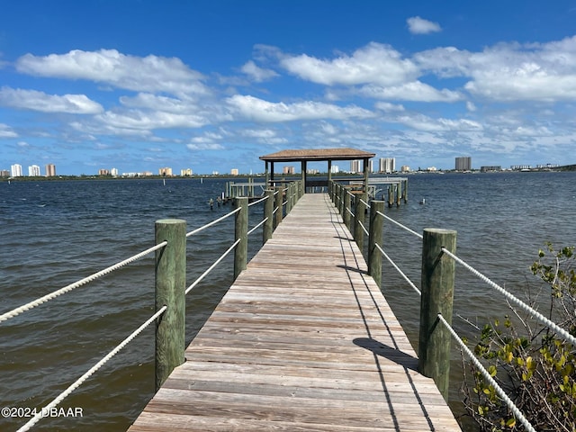 view of dock featuring a water view