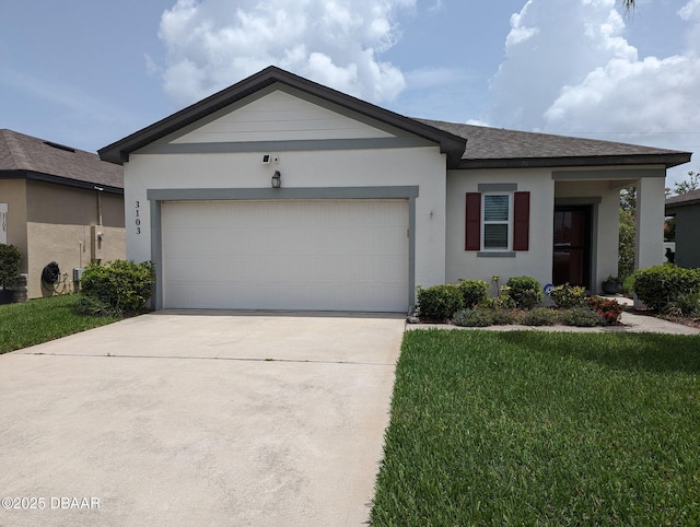 3103 Nova Scotia Way, New Smyrna Beach, FL 32168 - single story home with concrete driveway, an attached garage, stucco siding, and a front yard