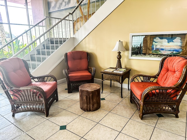 view of patio featuring stairway