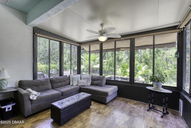 30 Foxfield Look, Ormond Beach, FL 32174 - sunroom with ceiling fan and a wealth of natural light