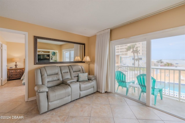 view of tiled living room