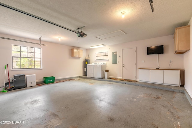 2017 Cornell Pl, Port Orange, FL 32128 - garage with washer and dryer, electric panel, a garage door opener, and electric water heater