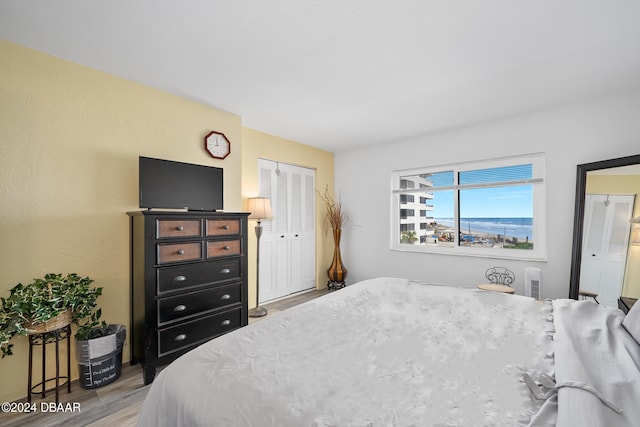 bedroom with hardwood / wood-style floors