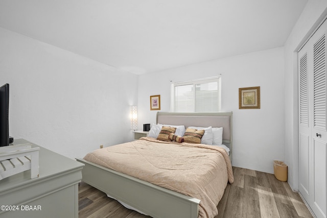 bedroom featuring a closet and hardwood / wood-style flooring