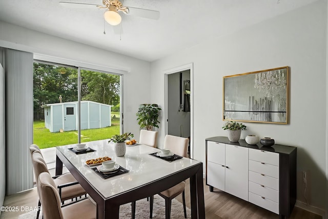 1101 8th St, Daytona Beach, FL 32117 - dining area featuring wood finished floors and ceiling fan