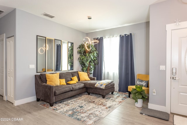 living room featuring light hardwood / wood-style floors