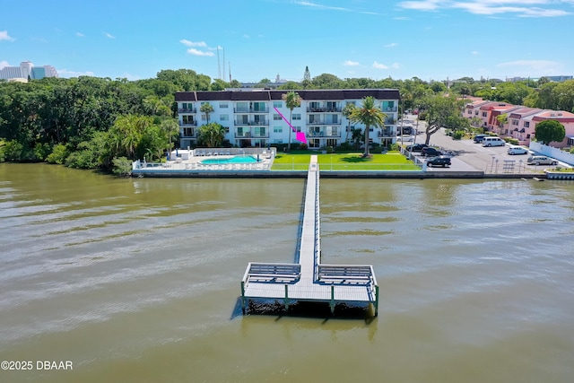 view of dock featuring a water view