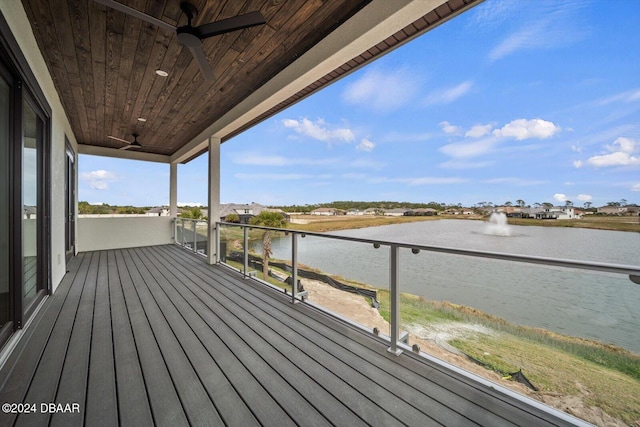 43 Del Palma Dr, Palm Coast, FL 32137 - wooden terrace with a water view and ceiling fan