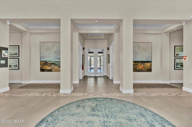 43 Del Palma Dr, Palm Coast, FL 32137 - interior space featuring tile patterned floors, french doors, baseboards, and ornamental molding