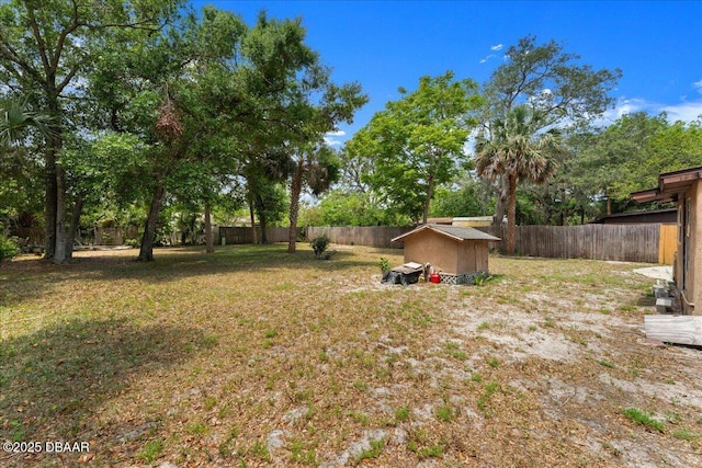 view of yard with a shed and an outdoor structure