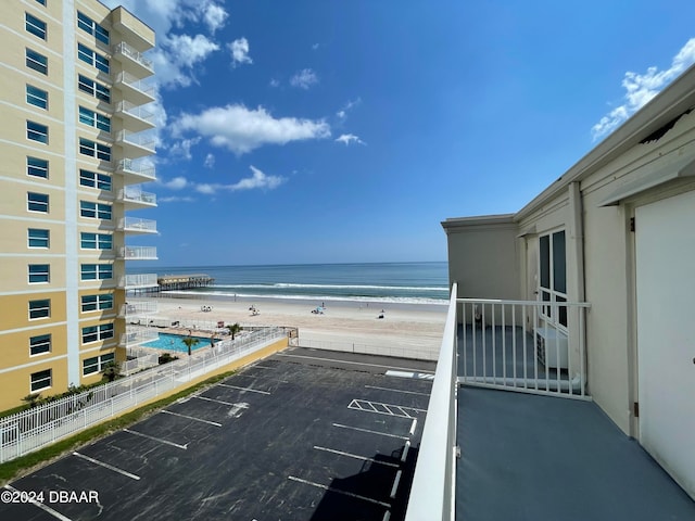 view of water feature with a view of the beach