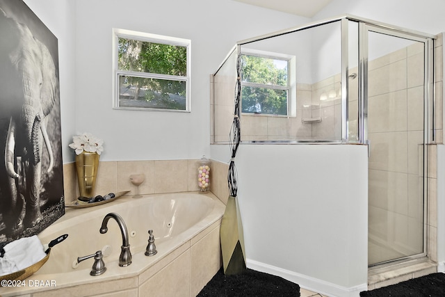 bathroom with independent shower and bath