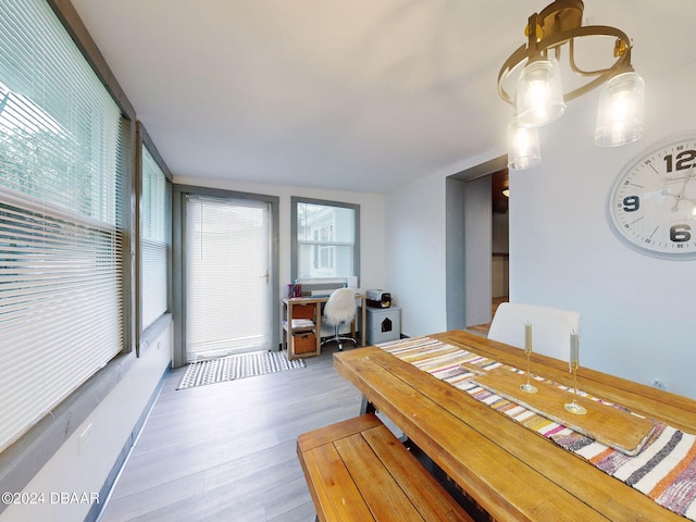 dining room with hardwood / wood-style flooring