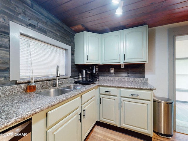 kitchen featuring wooden ceiling, sink, and tasteful backsplash