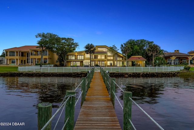 dock area featuring a water view