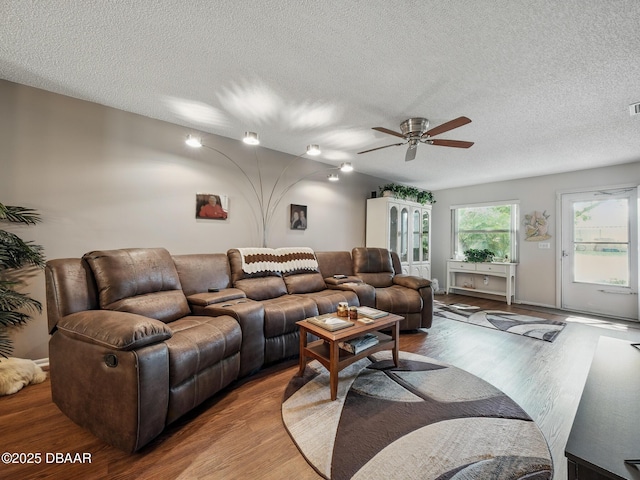 708 Egret Ct, Edgewater, FL 32141 - living area with wood finished floors, a textured ceiling, and ceiling fan