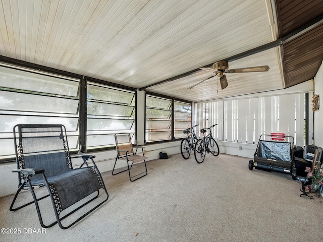 708 Egret Ct, Edgewater, FL 32141 - sunroom with ceiling fan and carpet flooring