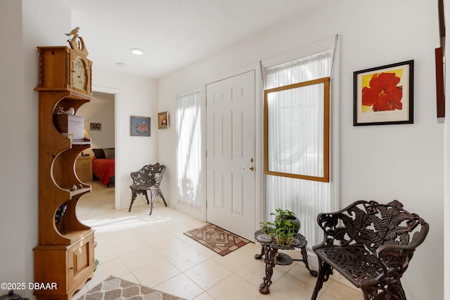 foyer entrance with plenty of natural light and light tile patterned floors