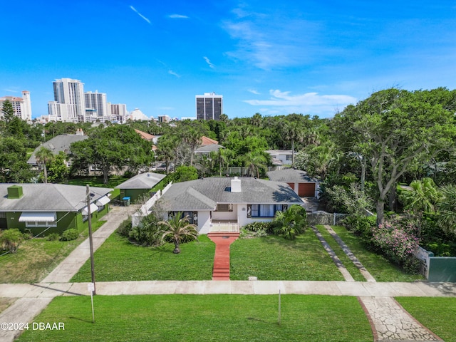 drone / aerial view featuring a view of city