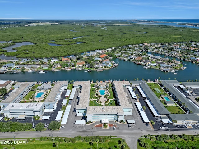 325 Causeway Cswy N Unit D104, New Smyrna Beach, FL 32169 - birds eye view of property featuring a water view