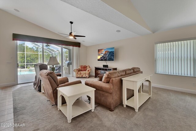 1329 Sunningdale Ln, Ormond Beach, FL 32174 - living room with ceiling fan and high vaulted ceiling