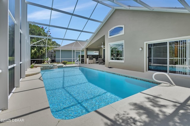 1329 Sunningdale Ln, Ormond Beach, FL 32174 - view of pool featuring a patio, a pool with connected hot tub, and a lanai