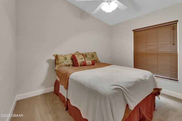 1329 Sunningdale Ln, Ormond Beach, FL 32174 - bedroom featuring lofted ceiling, light carpet, and a ceiling fan