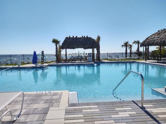 view of pool with a gazebo