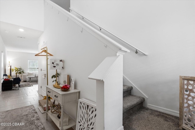 1223 Cabot Cliffs Dr, Daytona Beach, FL 32124 - staircase with tile patterned floors and baseboards