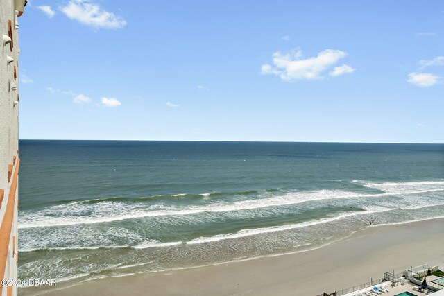 property view of water featuring a view of the beach