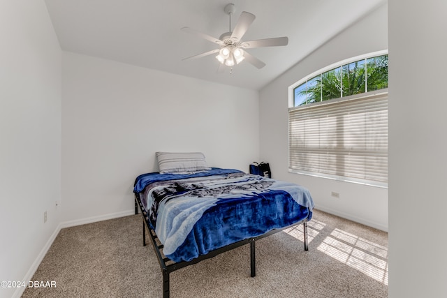 bedroom featuring carpet flooring and ceiling fan