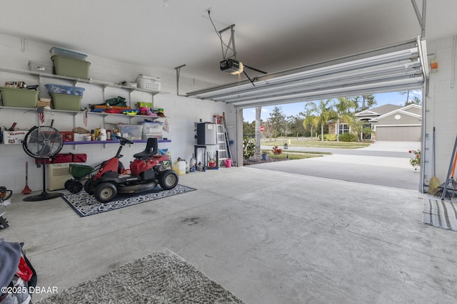 garage with a garage door opener