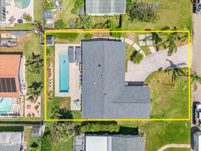 217 Royal Dunes Cir, Ormond Beach, FL 32176 - aerial view of property's location featuring a pool area and property parcel outlined