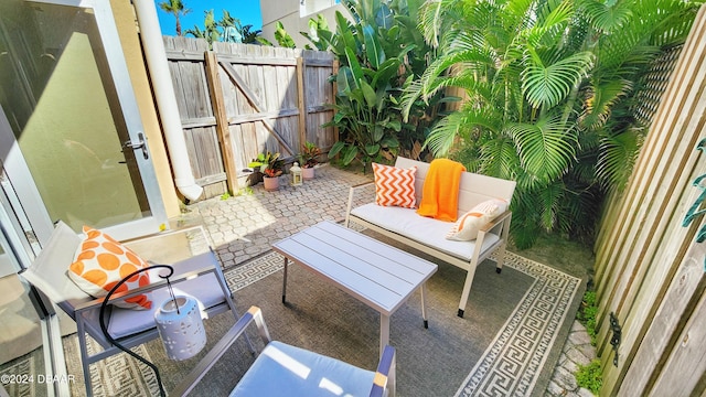 balcony featuring a patio and an outdoor hangout area