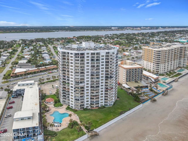 bird's eye view featuring a water view