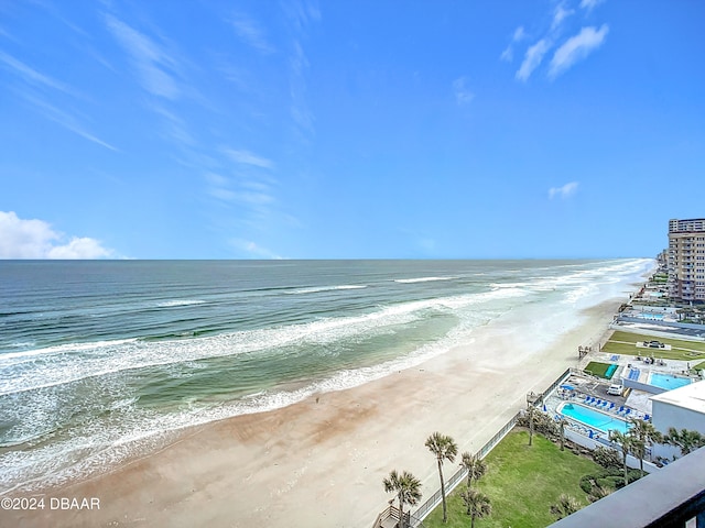 view of water feature with a view of the beach