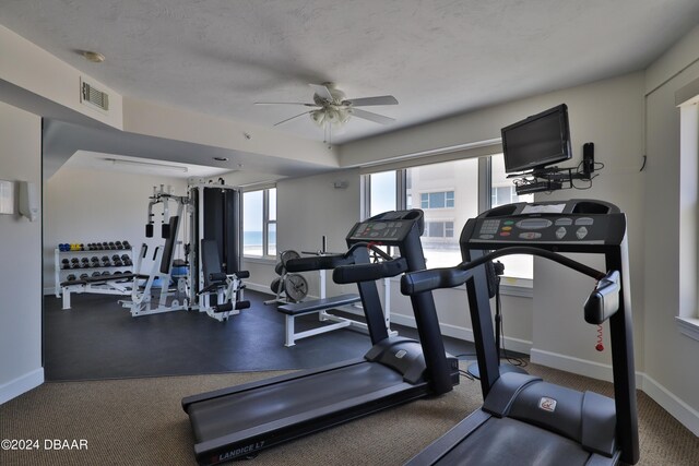 4631 S Atlantic Ave Unit 8101, Ponce Inlet, FL 32127 - workout area with a ceiling fan and baseboards