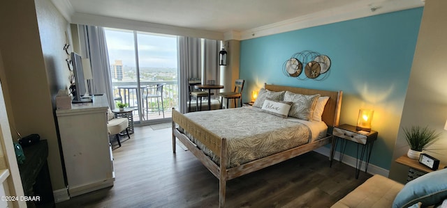 2700 N Atlantic Ave Unit 905, Daytona Beach, FL 32118 - bedroom with access to outside, wood finished floors, ornamental molding, and baseboards