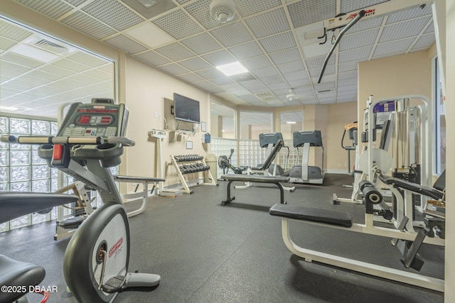 workout area featuring visible vents
