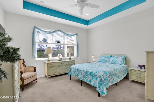 914 Attitude Ave, Daytona Beach, FL 32124 - bedroom featuring recessed lighting, baseboards, a ceiling fan, and light colored carpet