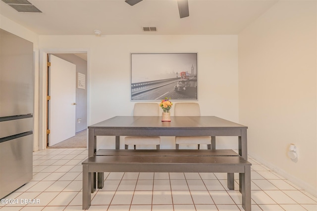 dining room with light tile patterned floors