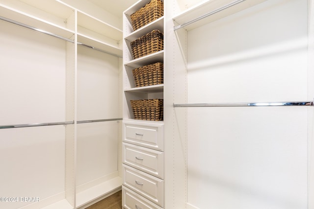 walk in closet featuring hardwood / wood-style floors